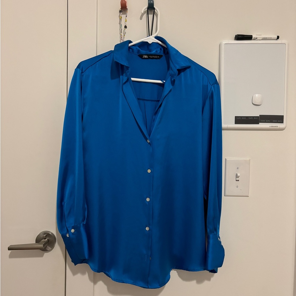Zara satin blue shirt - size XS